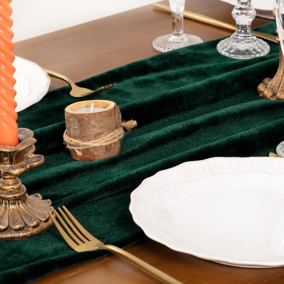 Emerald Green Velvet Table Runner For Christmas Weddings