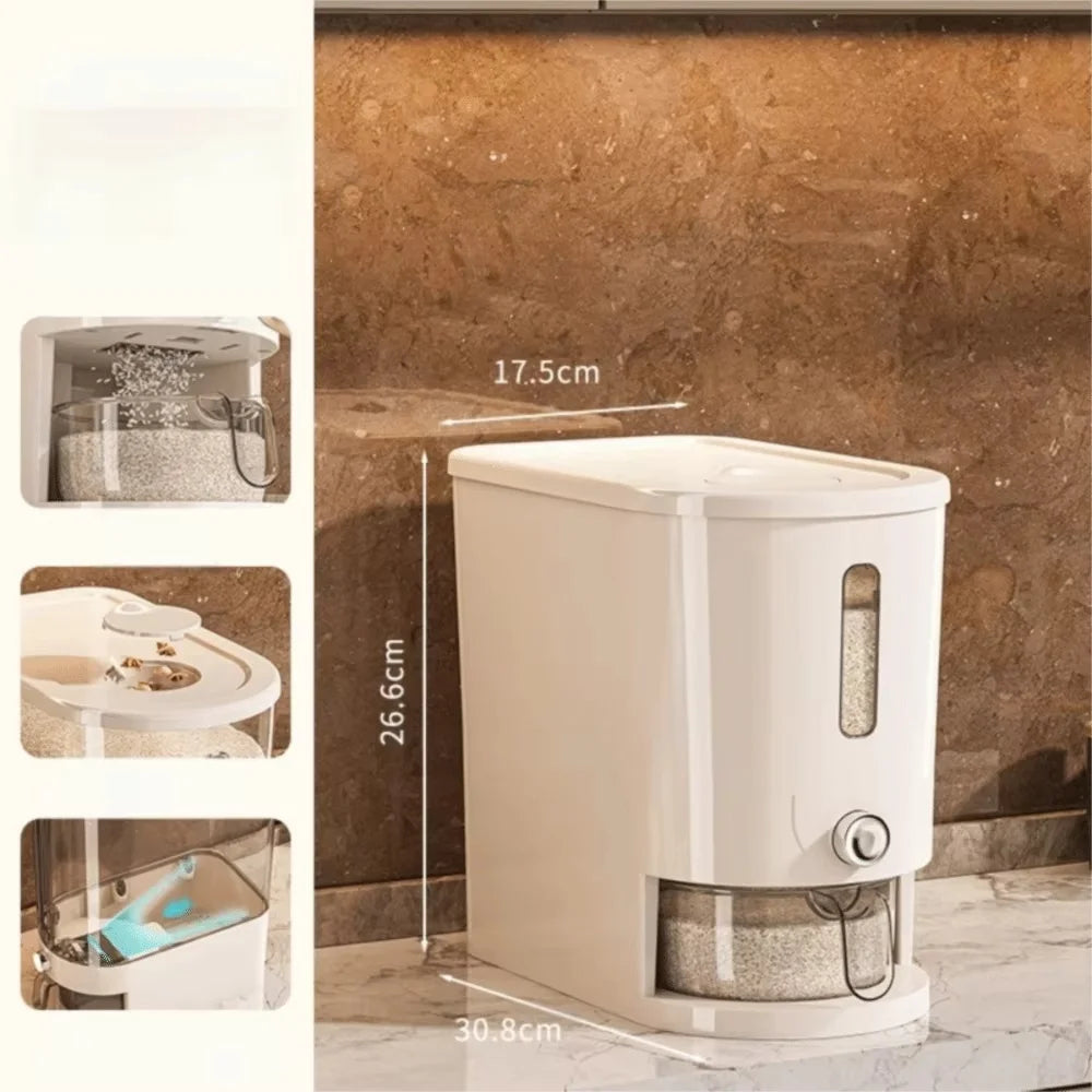 Airtight Rice Storage Container With Insect Shield Dispenser