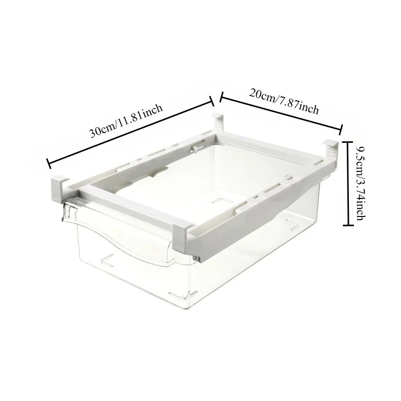 Adjustable Clear Plastic Fridge Drawer Organizer Pull Out