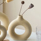Nordic Circular Hollow Ceramic Donut Vase Home Decor