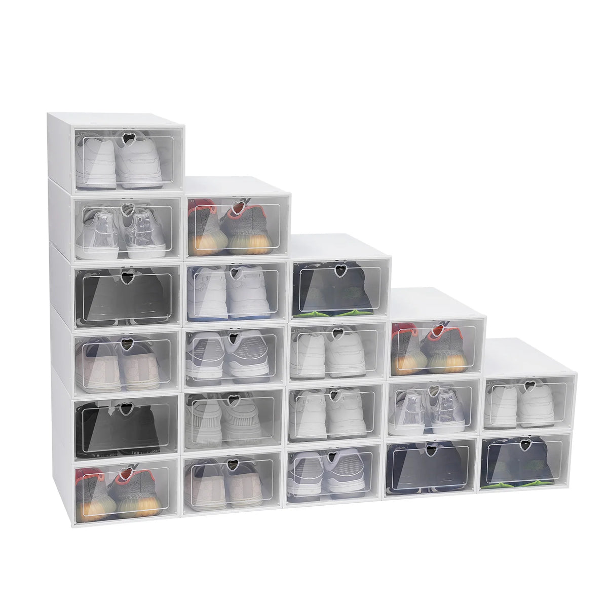 20PCS Foldable Clear Shoe Boxes Stackable Storage Organizer