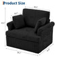 39-Inch 360 Swivel Accent Chair, Large Corduroy Barrel Armchair & 2 Pillows, Storage Pockets For Living Room Bedroom Home Office