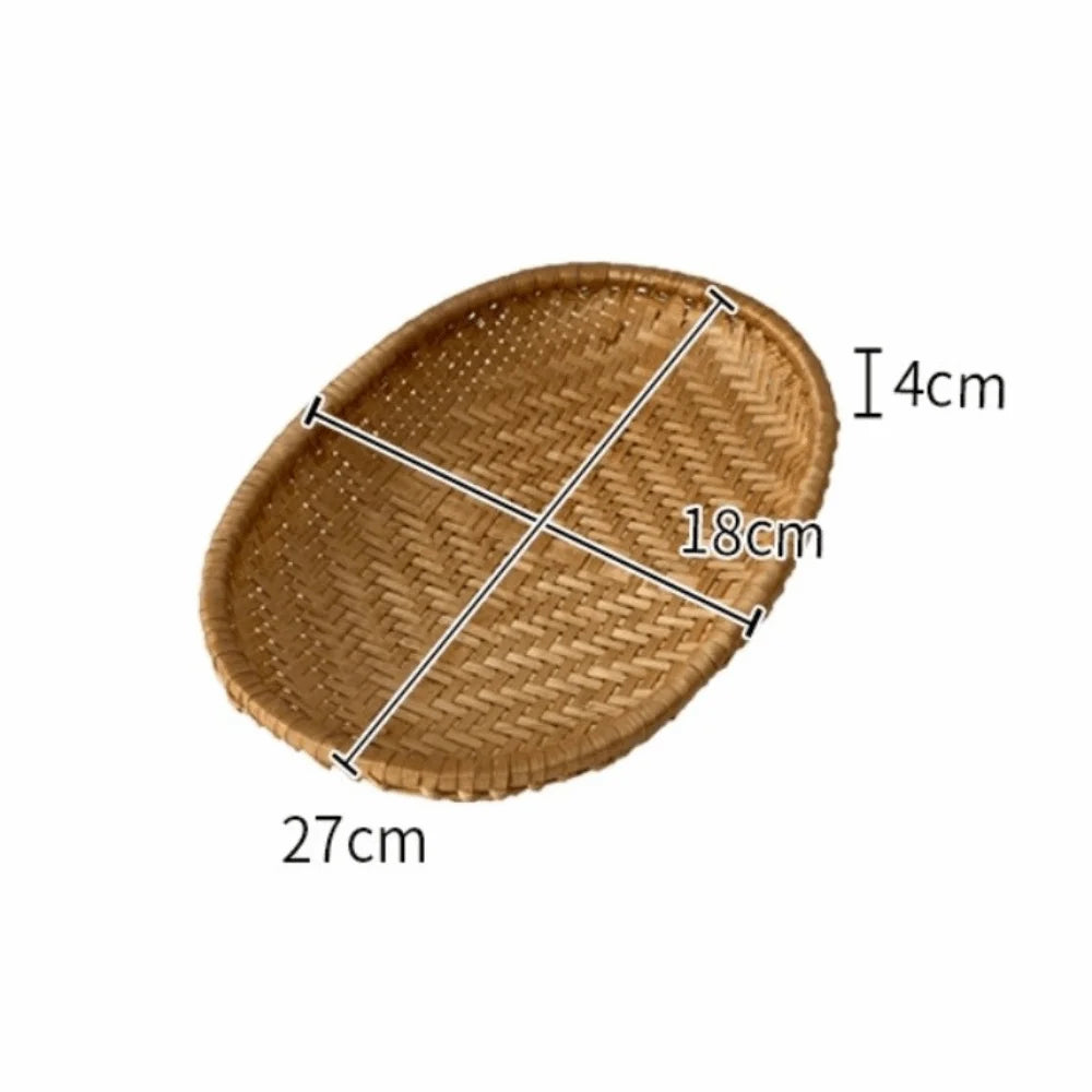 Oval Rattan Storage Basket Handmade Woven Fruit Bread