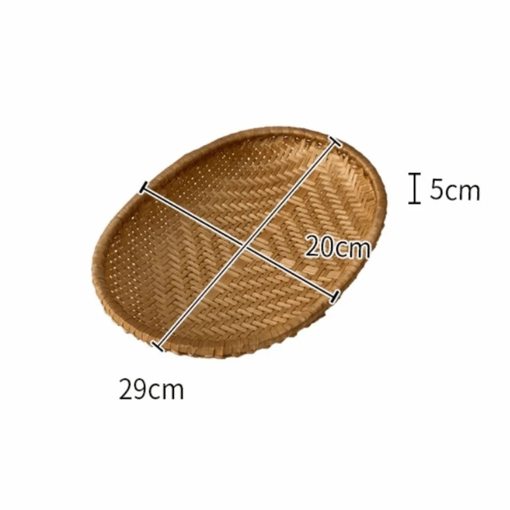 Oval Rattan Storage Basket Handmade Woven Fruit Bread