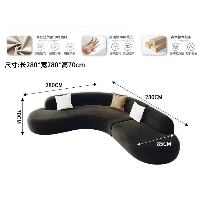 Nordic Creative Rest Area Reception Sofa Luxury Minimalist Style Beauty Salon Curved Sofa Office Furniture Sofy Do Salonu FYOS