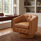 Swivel Barrel Accent Chair 360° Leather Lounge Armchair With Rivets, Curved Back Soft Cushion For Living Room Bedroom Office Use