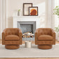 Swivel Barrel Accent Chair 360° Leather Lounge Armchair With Rivets, Curved Back Soft Cushion For Living Room Bedroom Office Use