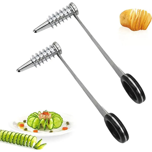 Manual Stainless Steel Spiral Vegetable Slicer Handheld Kitchen