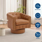 Swivel Barrel Accent Chair 360° Leather Lounge Armchair With Rivets, Curved Back Soft Cushion For Living Room Bedroom Office Use