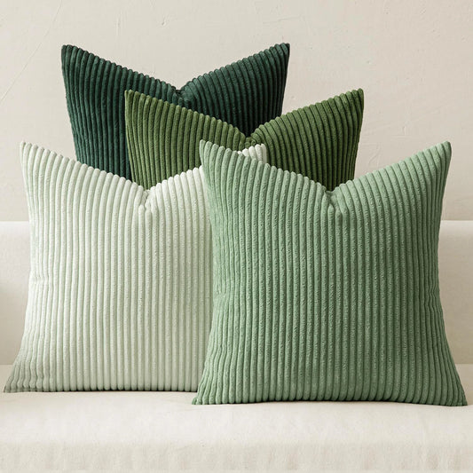 4PCS Boho Farmhouse Corduroy Throw Pillow Covers Set