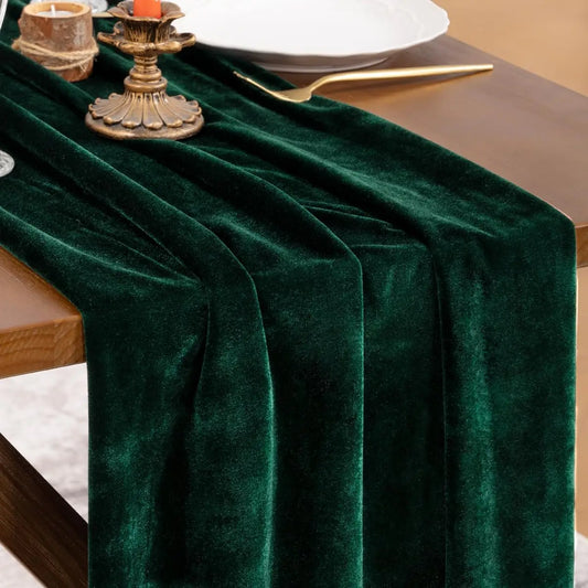 Emerald Green Velvet Table Runner For Christmas Weddings