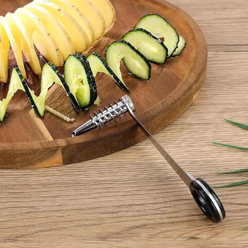 Manual Stainless Steel Spiral Vegetable Slicer Handheld Kitchen