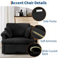 39-Inch 360 Swivel Accent Chair, Large Corduroy Barrel Armchair & 2 Pillows, Storage Pockets For Living Room Bedroom Home Office