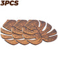 Wooden Monstera Leaf Coasters Heat Resistant Rustic Table