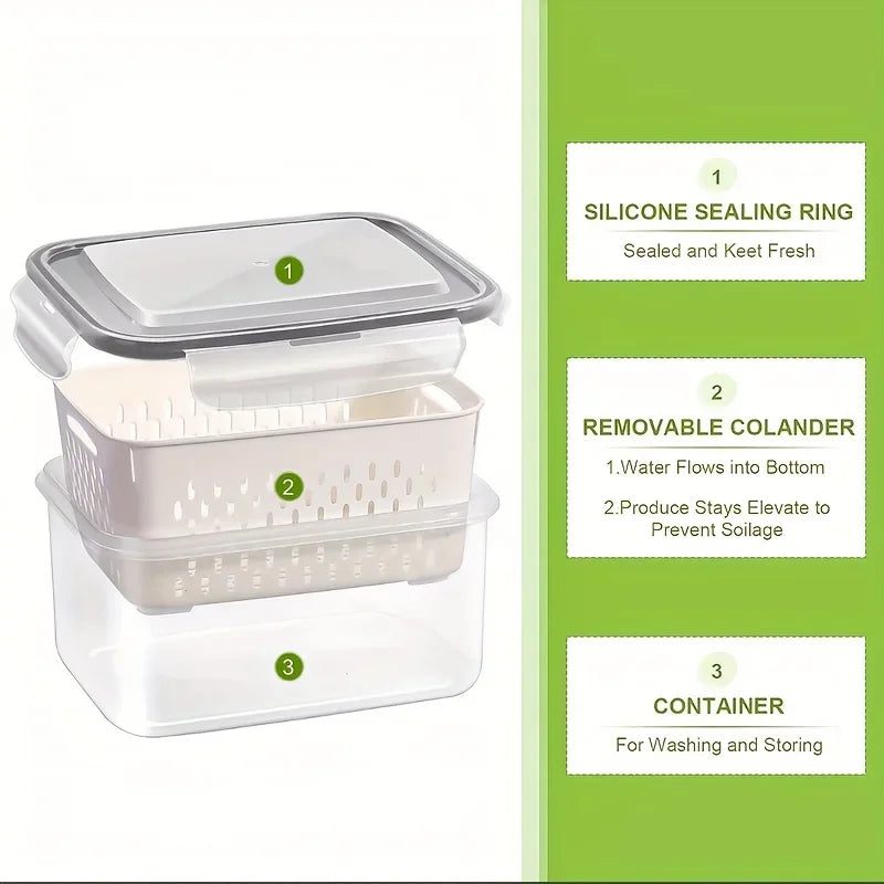 Fridge Food Storage Containers With Lids Strainer Set