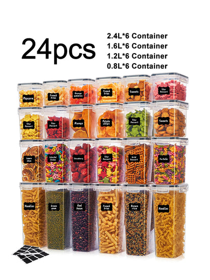 24PCS Airtight Food Storage Containers With Labels For Pantry