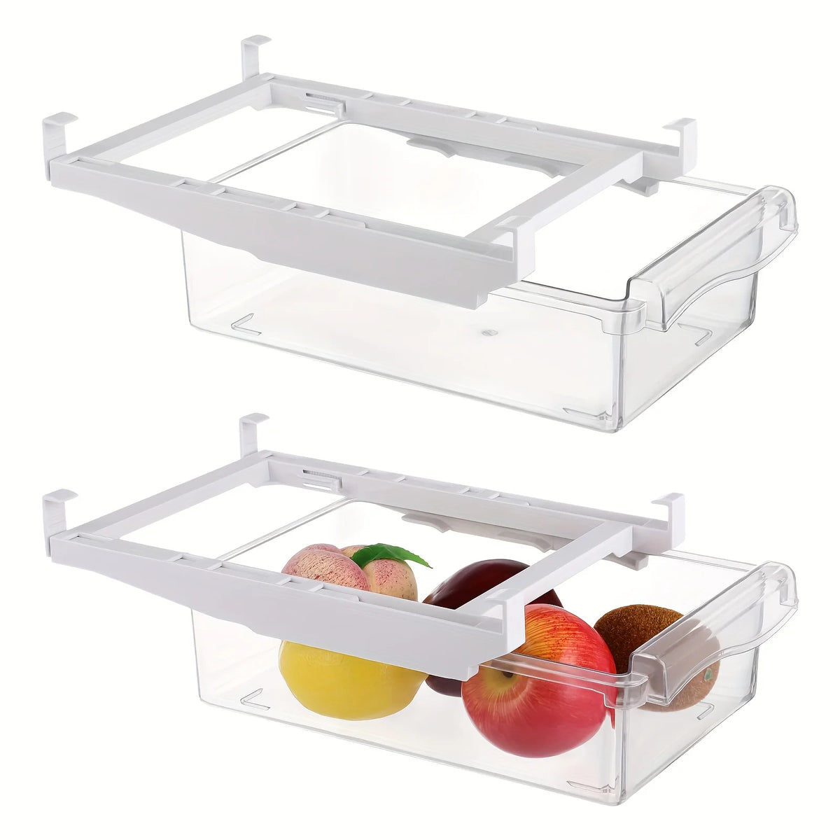 Adjustable Clear Plastic Fridge Drawer Organizer Pull Out