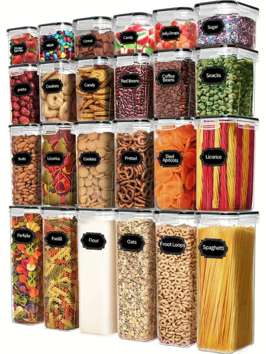24PCS Airtight Food Storage Containers With Labels For Pantry