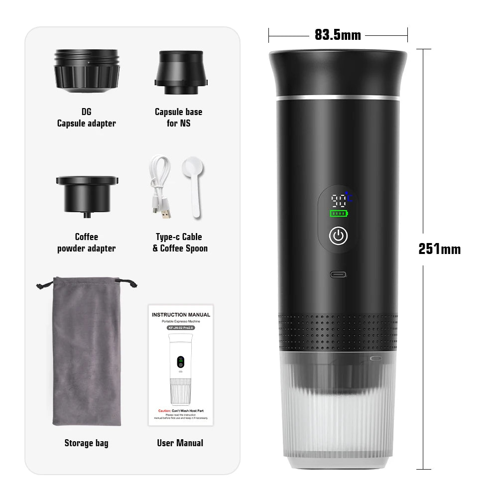 Wireless Portable Espresso Machine 3-in-1 Travel Coffee Maker