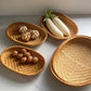 Oval Rattan Storage Basket Handmade Woven Fruit Bread