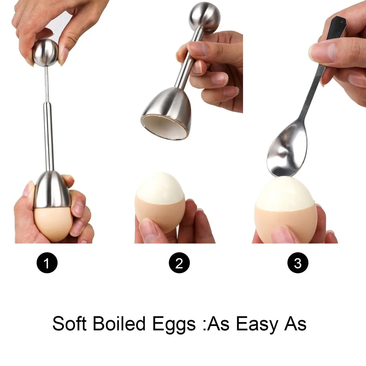 Stainless Steel Egg Opener Set With Tray Spoons