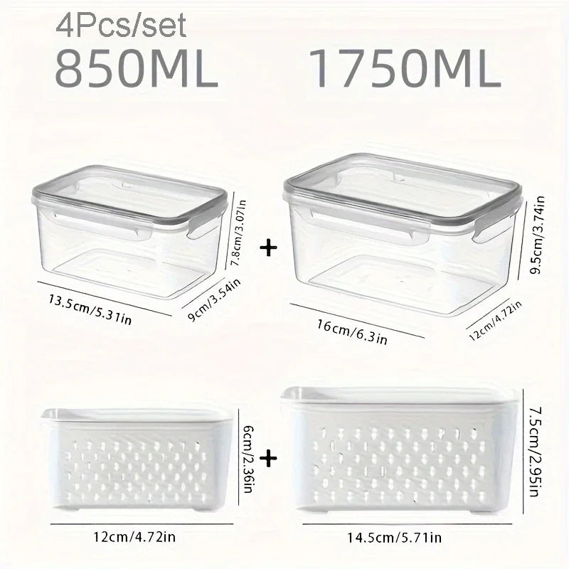 Fridge Food Storage Containers With Lids Strainer Set