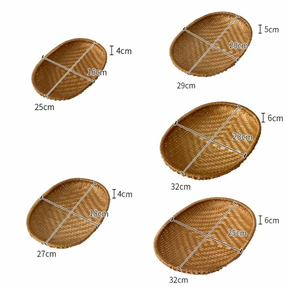 Oval Rattan Storage Basket Handmade Woven Fruit Bread