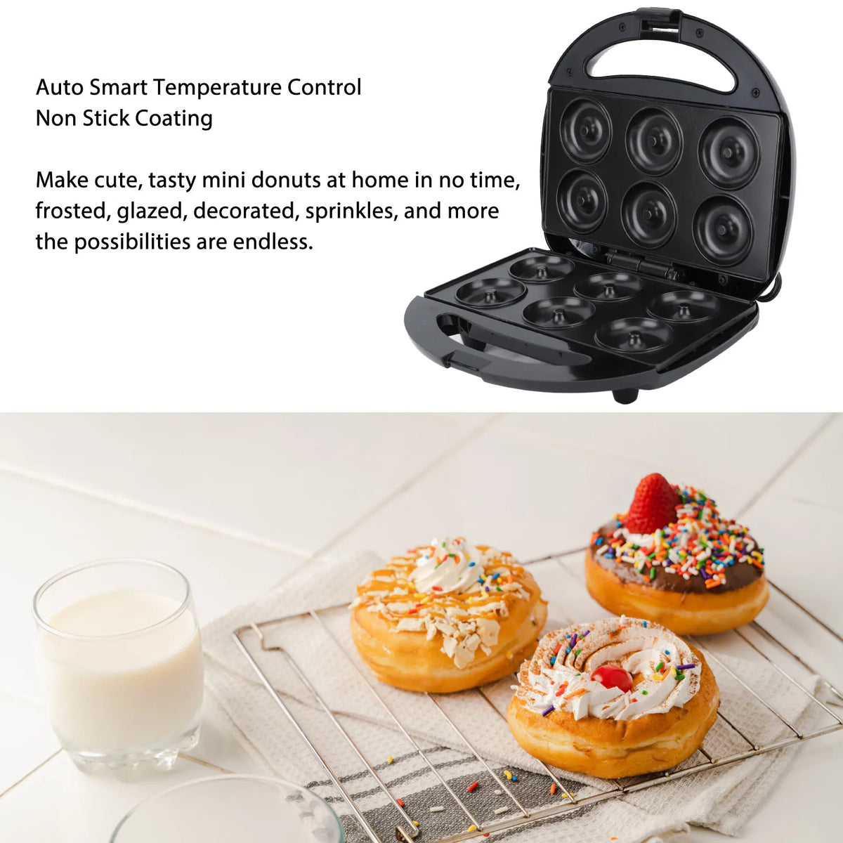 Mini Electric Donut Maker Non Stick Temperature Control