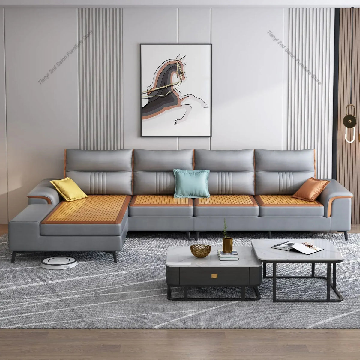 Modern Simple Living Room Sofa Cat Scratch Skin Winter and Summer Dual Purpose Office Sofa Concubine Office Furniture LBSF