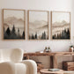 Abstract Forest Mountain Triptych Minimalist Neutral Landscape Wall