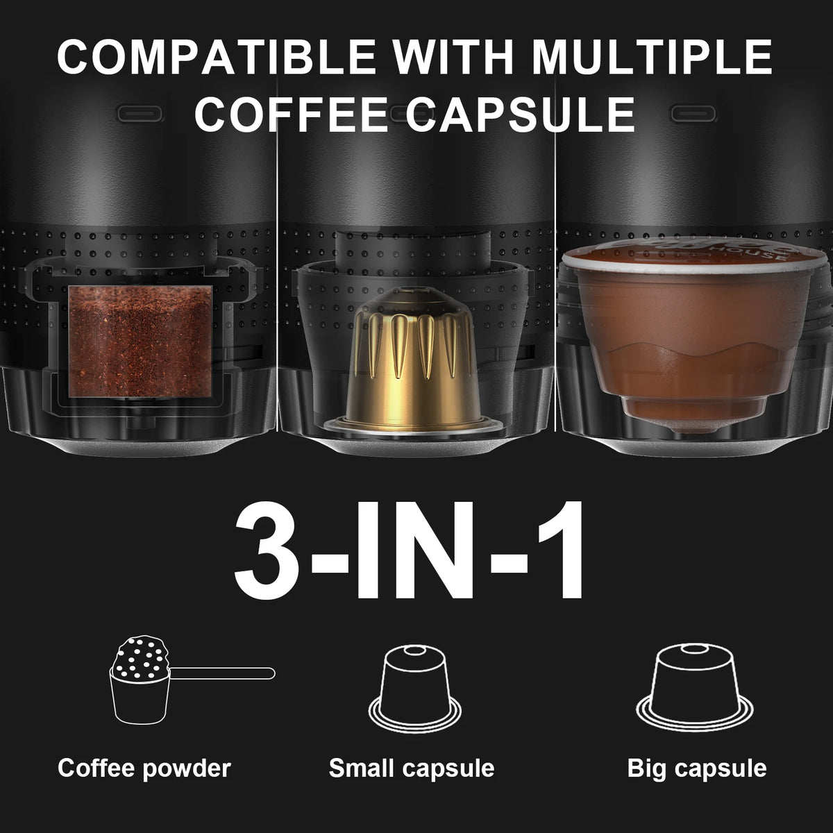 Wireless Portable Espresso Machine 3-in-1 Travel Coffee Maker