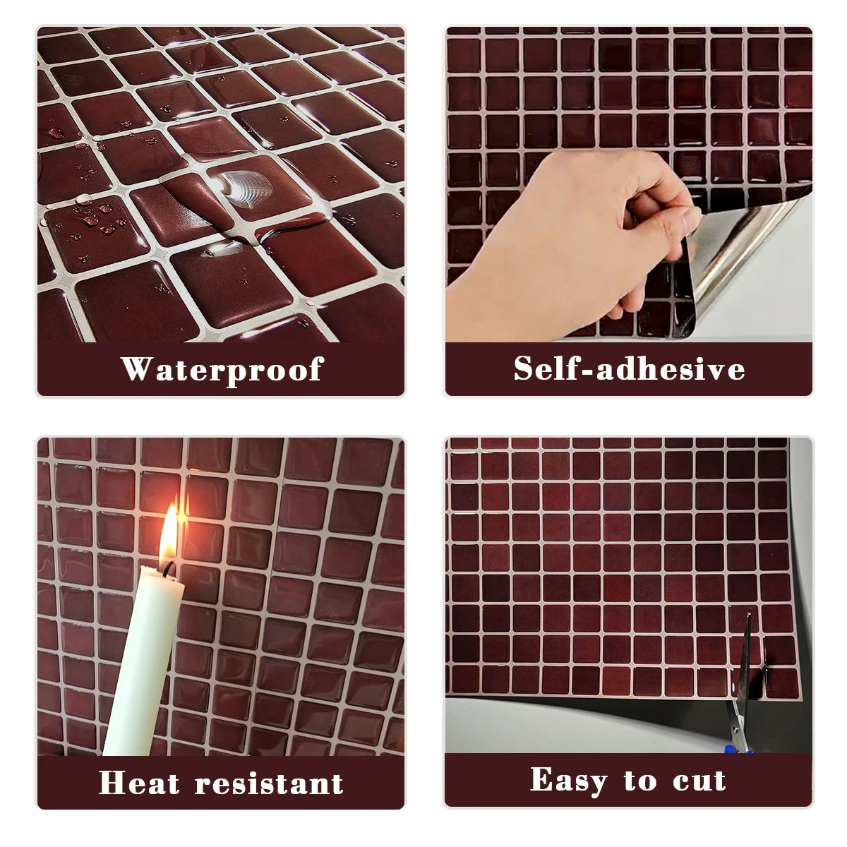 Self Adhesive 3D Mosaic Kitchen Backsplash Wall Tiles