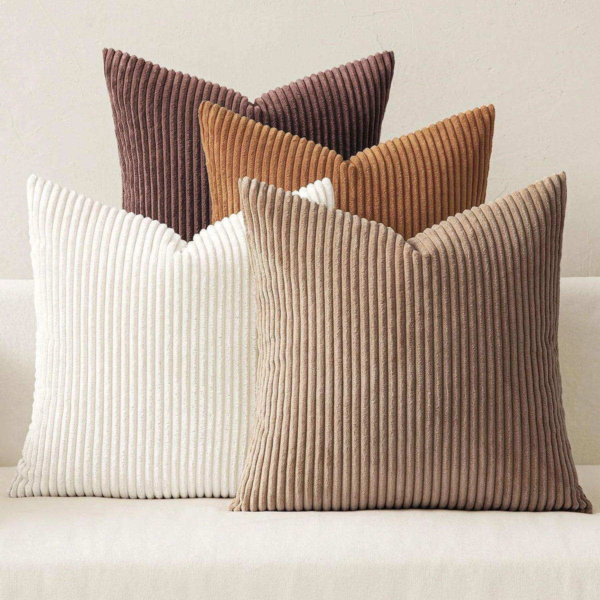 4PCS Boho Farmhouse Corduroy Throw Pillow Covers Set