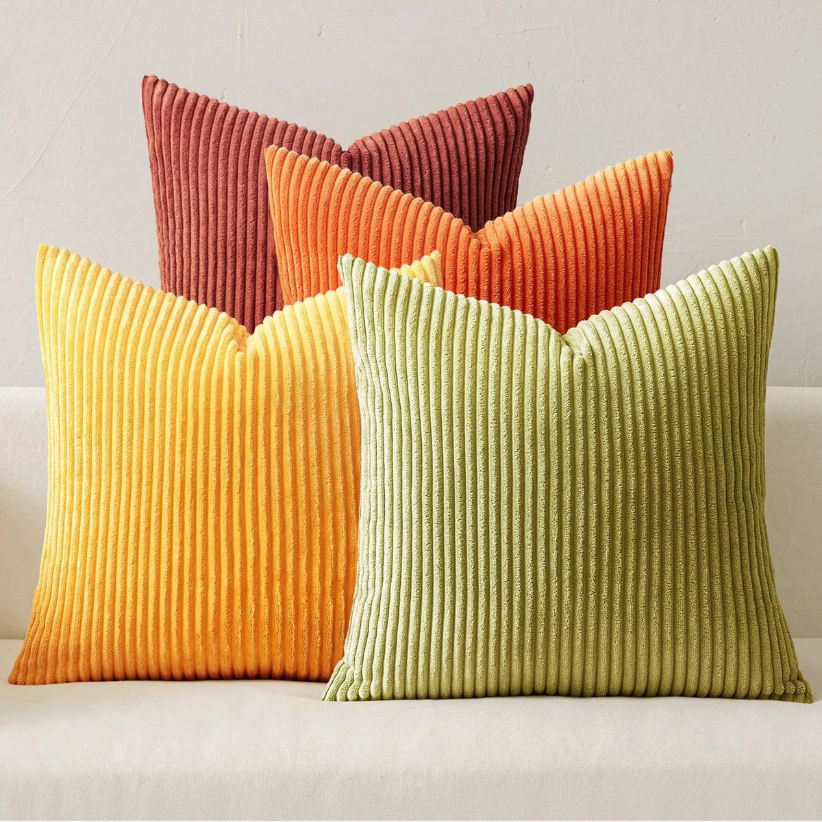 4PCS Boho Farmhouse Corduroy Throw Pillow Covers Set