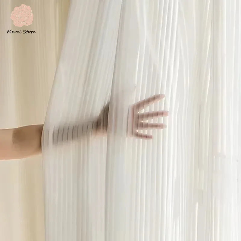 Striped White Sheer Tulle Curtains For Window Privacy