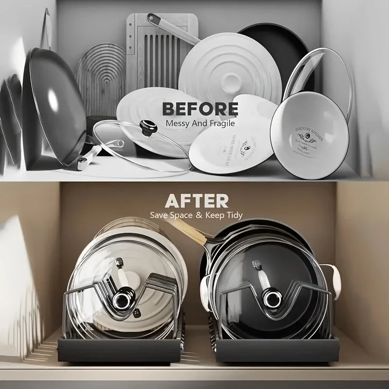 Pull Out Cabinet Organizer With Adjustable Dividers For Cookware