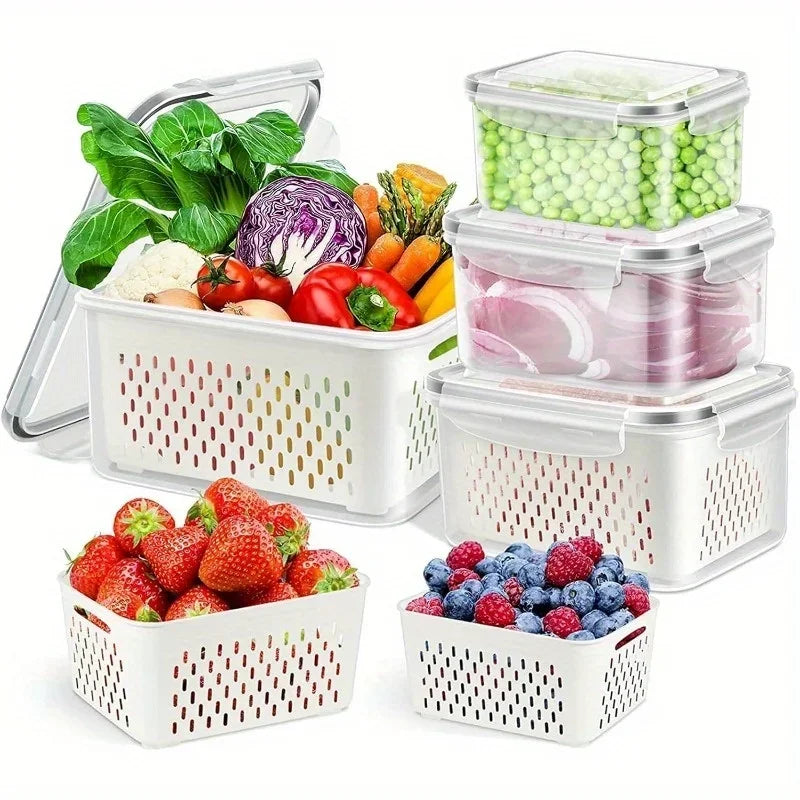 Fridge Food Storage Containers With Lids Strainer Set