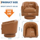 Swivel Barrel Accent Chair 360° Leather Lounge Armchair With Rivets, Curved Back Soft Cushion For Living Room Bedroom Office Use