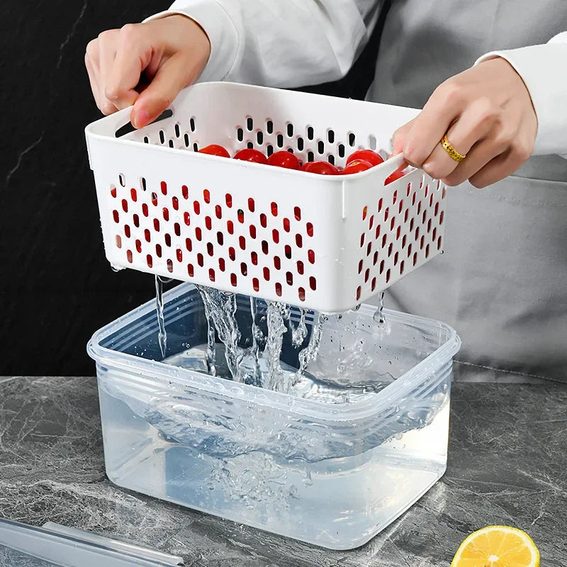 Fridge Food Storage Containers With Lids Strainer Set