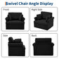 39-Inch 360 Swivel Accent Chair, Large Corduroy Barrel Armchair & 2 Pillows, Storage Pockets For Living Room Bedroom Home Office