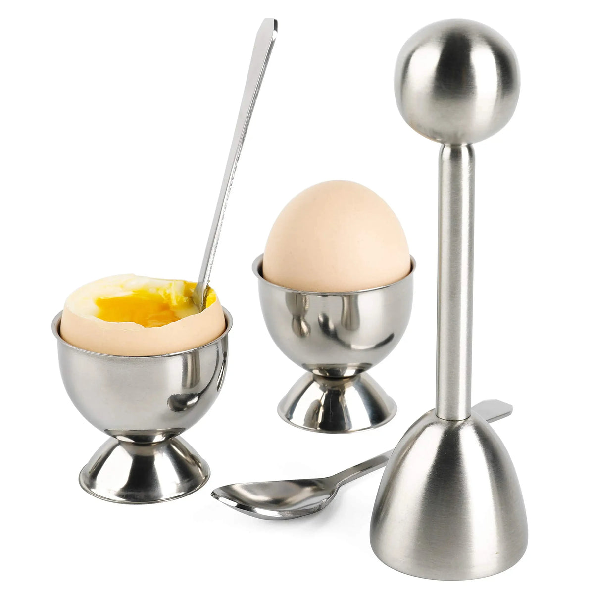 Stainless Steel Egg Opener Set With Tray Spoons