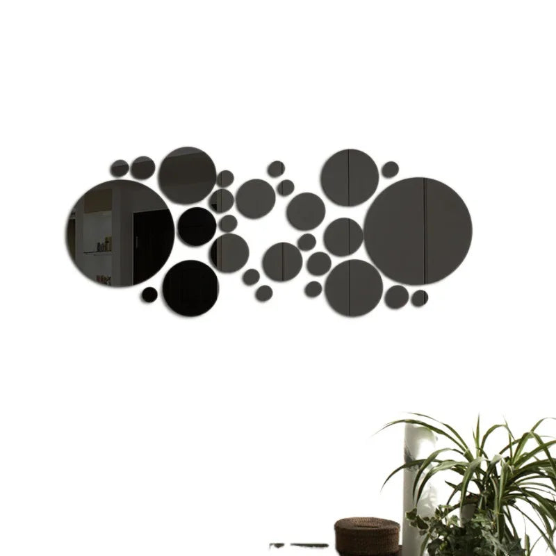 26PCS 3D Acrylic Round Mirror Wall Stickers Decor