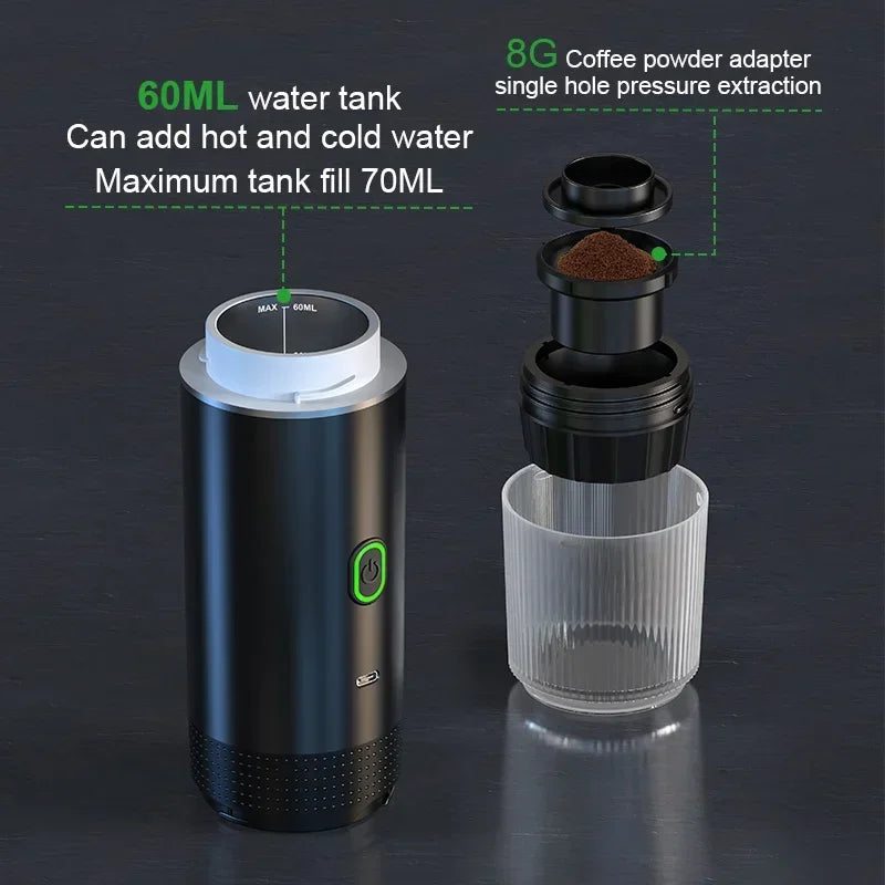 Wireless Portable Espresso Machine 3-in-1 Travel Coffee Maker