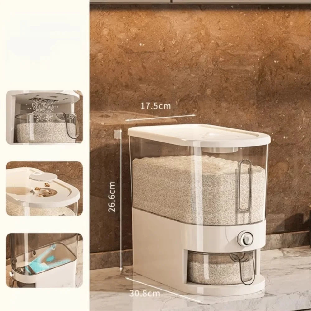 Airtight Rice Storage Container With Insect Shield Dispenser