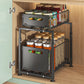 2 Tier Slide Out Cabinet Organizer Adjustable Metal Shelves