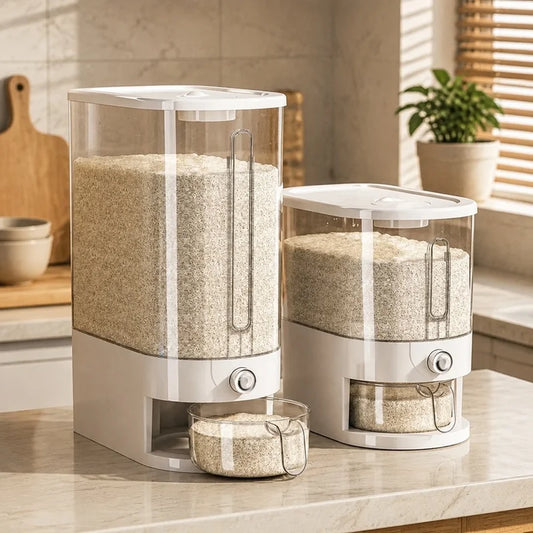 Airtight Rice Storage Container With Insect Shield Dispenser