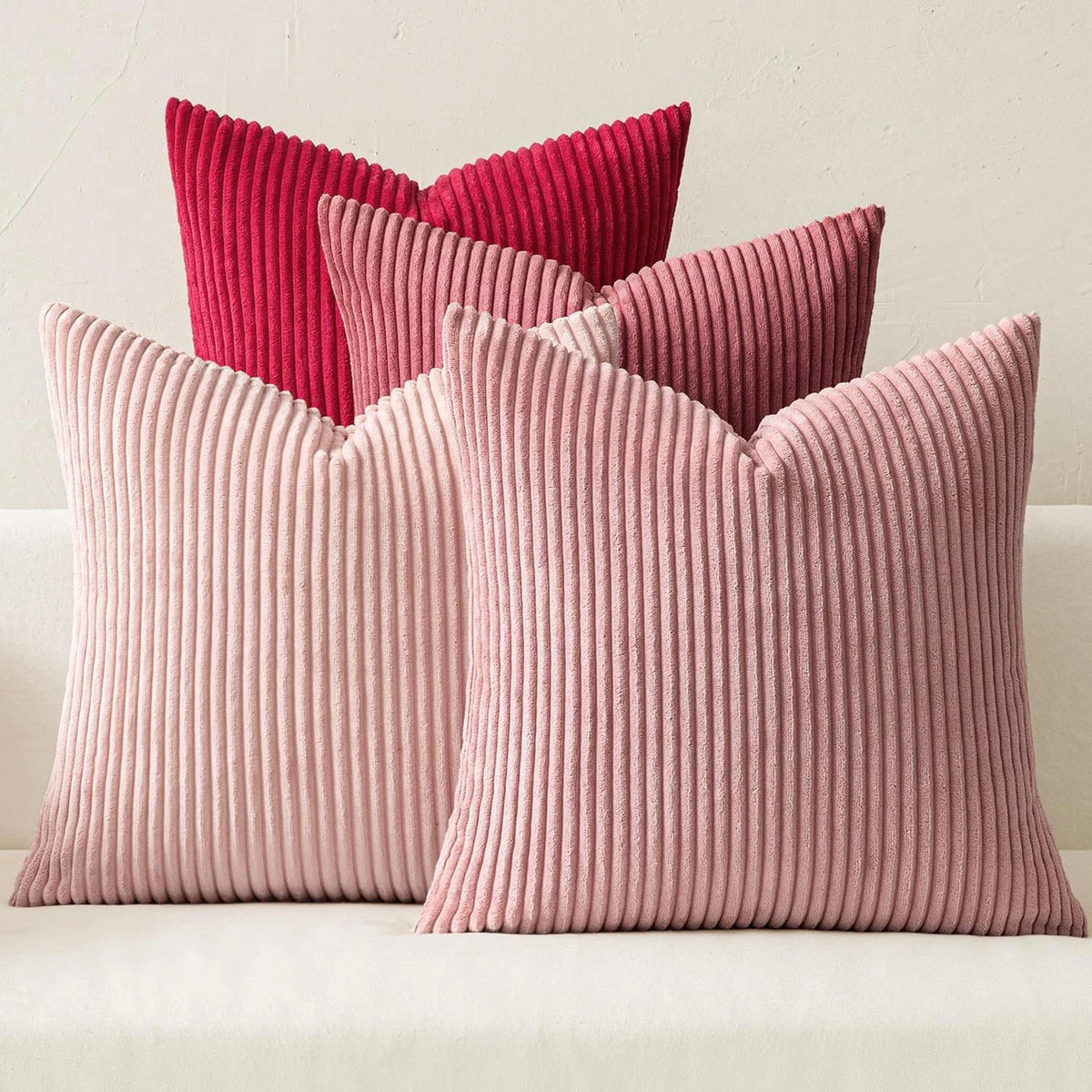 4PCS Boho Farmhouse Corduroy Throw Pillow Covers Set