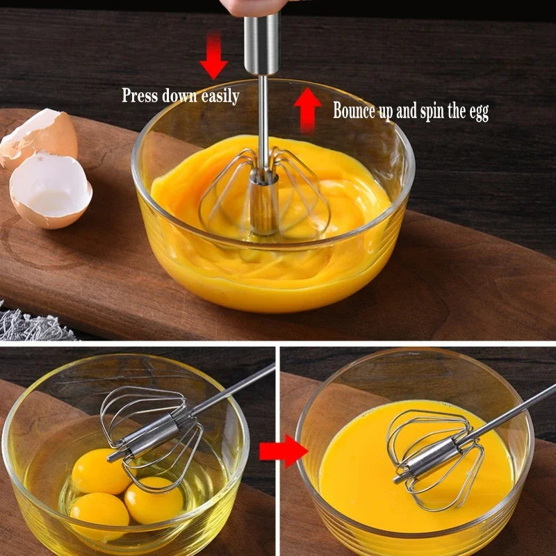 Semi Automatic Stainless Steel Egg Beater Manual Whisk