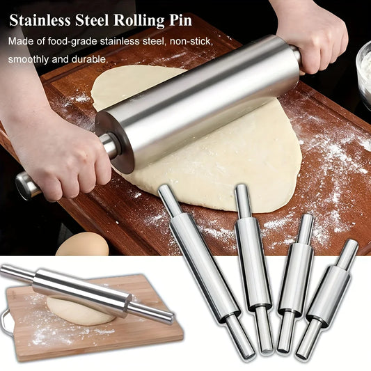 Thick Stainless Steel Rolling Pin With Anti Slip Handles