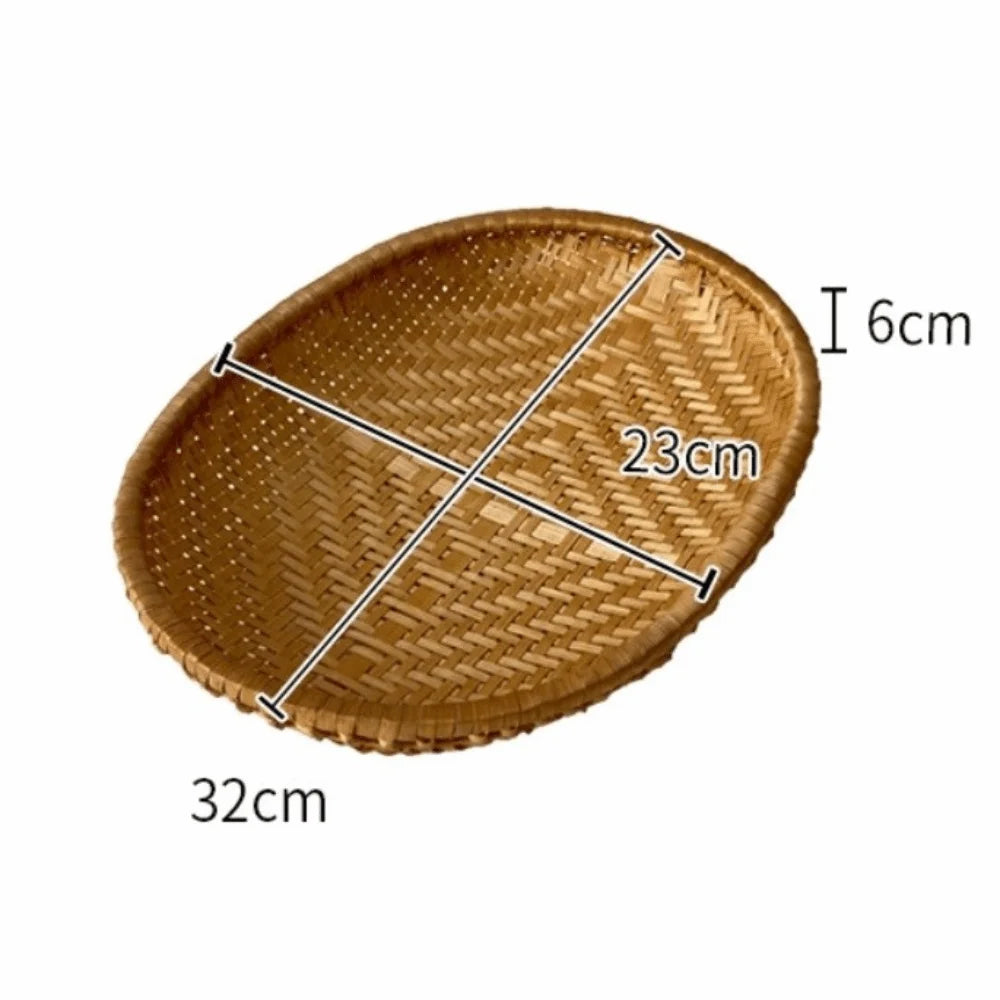 Oval Rattan Storage Basket Handmade Woven Fruit Bread
